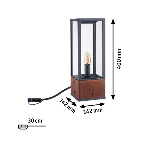 Paulmann Led-bolderlamp Plug & Shine Venea Enkel lamp IP44 1900K 2W Hout (1 stuk) afbeelding2 - 1