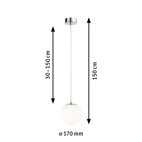 Paulmann Led-hanglamp Selection Bathroom Gove IP44 9W 3000K Satin, Glas/Metaal (1 stuk) afbeelding2 - 1