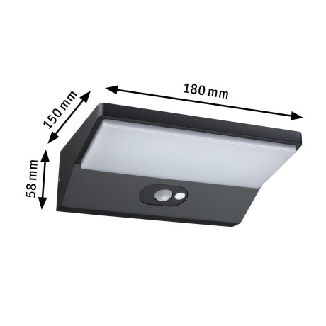 Paulmann Led-wandlamp voor buiten Ronea IP44180x150mm 3000K 7,4W 400lm 230V Donkergrijs Aluminium (1 stuk) afbeelding2 - 1