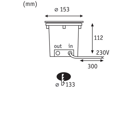 Paulmann Ledinbouwlamp Durea IP67 rond 153mm 3000K 8W 530lm 230V roestvrij staal metaal (1 stuk) afbeelding2 - 1