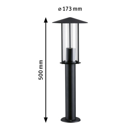 Paulmann Paalverlichting Classic IP44 500mm max. 15W 230V donkergrijs E27 metaal, glas (1 stuk) afbeelding2 - 1