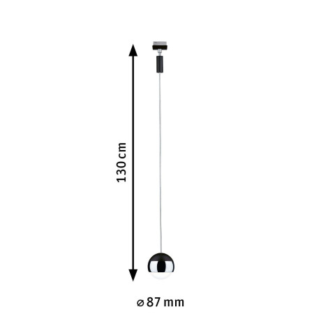 Paulmann Railsysteem-lampen URail Hanglamp Capsule II 400lm 6,3W 2700K 230V Zwart mat, Chroom afbeelding2 - 1