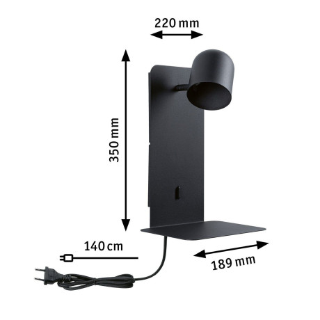 Paulmann Wandlamp Malena max. 1x5W USBC 230V Metaal afbeelding2 - 1