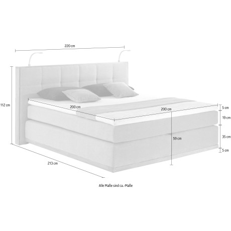 Places of Style Boxspring Vinton van eiken, met ledverlichting, verschillende hardheden (ook h4) (5-delig - 5-delig) afbeelding2 - 1