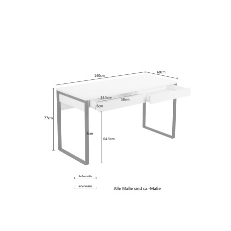 Places of Style Bureau Moid Breedte 120/140/160 cm, met metalen poten & lade afbeelding2 - 1