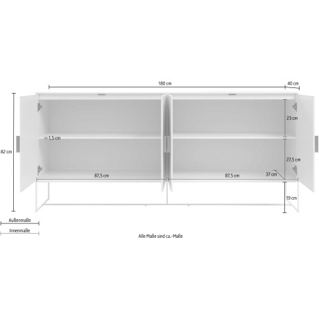 Places of Style Dressoir Abito Commode met draaideuren, 2 inlegplanken, breedte 180 cm afbeelding2 - 1