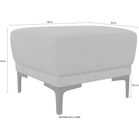 Places of Style Hocker Xander Breedte 58 cm, soft-touch chenille, zwarte metalen voeten afbeelding2 - 1