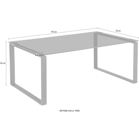 Places of Style Salontafel Simsbury Tafelblad van gehard glas 0,8 cm, onderstel van metaal, hoogte 45 cm afbeelding2 - 1