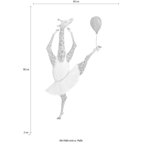 queence Artprint op linnen Ballerina's giraf Premium canvasstof, handgemaakt in Duitsland, kindermotief afbeelding2 - 1