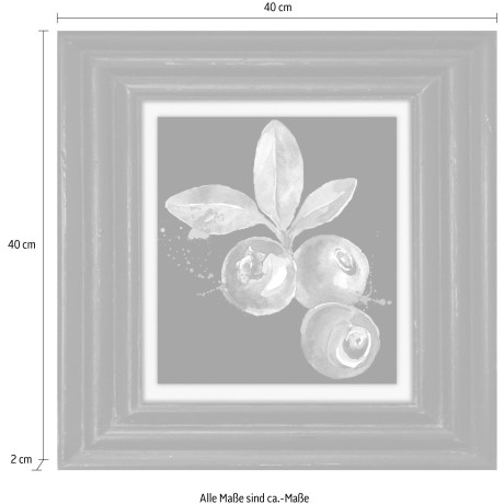 queence Artprint op linnen Bosbessen Premium canvasstof, handgemaakt in Duitsland, 40x40cm afbeelding2 - 1