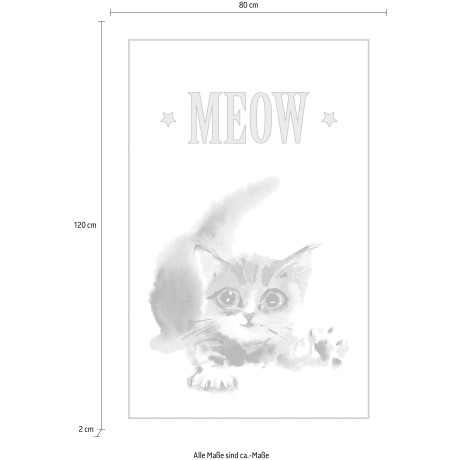 queence Artprint op linnen Kat MEOW Premium canvasstof, handgemaakt in Duitsland afbeelding2 - 1