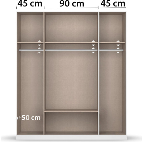 rauch Draaideurkast Bari met lade en spiegel in het midden, handgrepen in grijs metallic afbeelding2 - 1