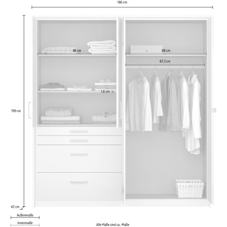 rauch Draaideurkast Homburg inclusief passe-partout, bovenste lade met indeling made in germany afbeelding2 - 1