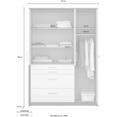 rauch Draaideurkast Homburg inclusief passe-partout, bovenste lade met indeling made in germany afbeelding2 - 1