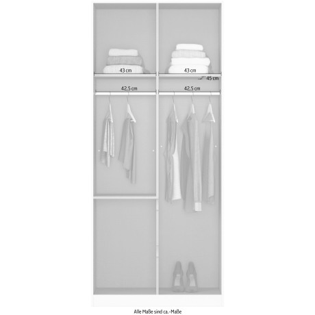 rauch Draaideurkast Kledingkast met spiegel garderobe MAINZ greeploos front met spiegel, buitendeuren met push-to-openfunctie afbeelding2 - 1