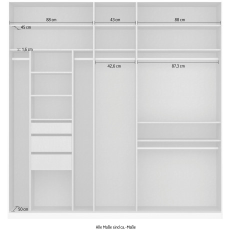 rauch Draaideurkast Oteli met 3 binnenlades extra planken optioneel met spiegel made in germany afbeelding2 - 1