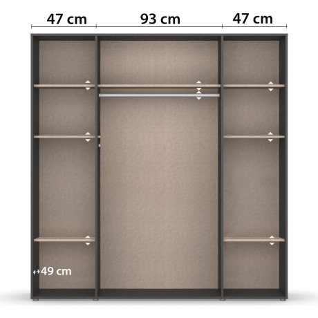 rauch Draaideurkast Voyager met moderne grepen in grijs-metallic en spiegel afbeelding2 - 1