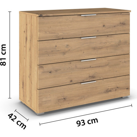 rauch Kast Dressoir ladekast AGORDO Breedte 93 cm met 4 grote lades voor veel opbergruimte MADE IN GERMANY afbeelding2 - 1