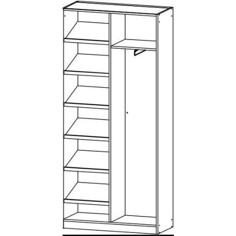 rauch Kledingkast Minosa Breedte 91 cm, uitschuifbare kledingstang 6 schoenenplanken MADE IN GERMANY afbeelding2 - 1