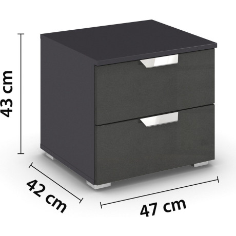 rauch Nachtkastje Glamour by Aditio met hoogglansfront, 2 laden met soft-closefunctie afbeelding2 - 1