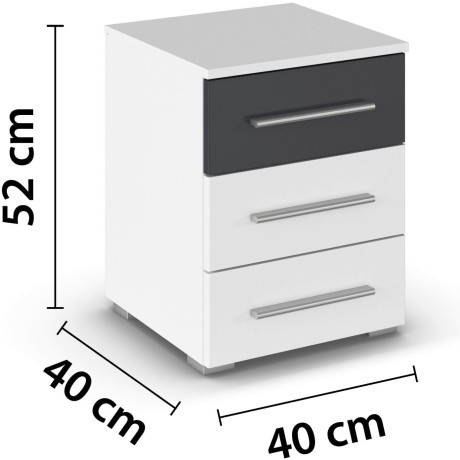 rauch Nachtkastje Tarragona met 3 lades, bovenste lade in andere kleur made in germany (set, 2 stuks) afbeelding2 - 1