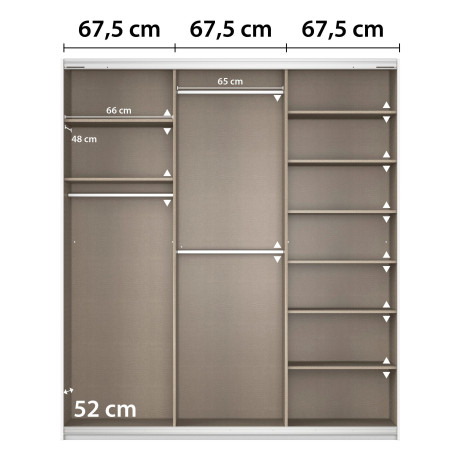 rauch Schuifdeurkast Kledingkast kast garderobe AGORDO met decor- of hoogglansfront doordachte binnenuitrusting, in 4 breedtes en 2 hoogtes made in germany afbeelding2 - 1