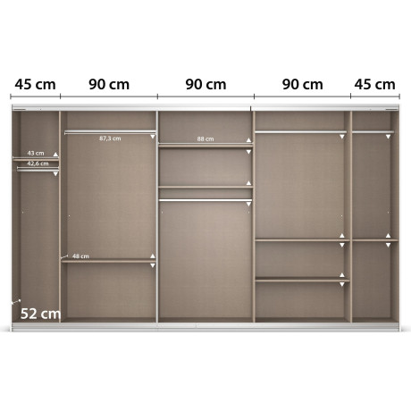 rauch Schuifdeurkast Kledingkast kast garderobe AGORDO met decor- of hoogglansfront doordachte binnenuitrusting, in 4 breedtes en 2 hoogtes made in germany afbeelding2 - 1