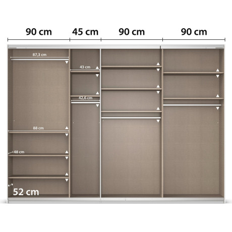 rauch Schuifdeurkast Kledingkast kast garderobe AGORDO met decor- of hoogglansfront doordachte binnenuitrusting, in 4 breedtes en 2 hoogtes made in germany afbeelding2 - 1