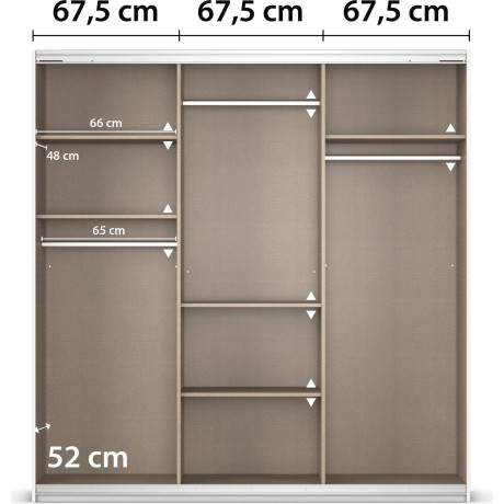 rauch Schuifdeurkast Kledingkast kast garderobe AGORDO met decor- of hoogglansfront doordachte binnenuitrusting, in 4 breedtes en 2 hoogtes made in germany afbeelding2 - 1