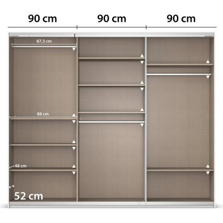 rauch Schuifdeurkast Kledingkast kast garderobe AGORDO met decor- of hoogglansfront doordachte binnenuitrusting, in 4 breedtes en 2 hoogtes made in germany afbeelding2 - 1