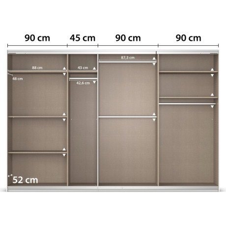 rauch Schuifdeurkast Kledingkast kast garderobe AGORDO met decor- of hoogglansfront doordachte binnenuitrusting, in 4 breedtes en 2 hoogtes made in germany afbeelding2 - 1