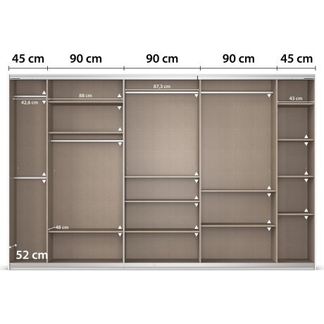 rauch Schuifdeurkast Kledingkast kast garderobe AGORDO met decor- of hoogglansfront doordachte binnenuitrusting, in 4 breedtes en 2 hoogtes made in germany afbeelding2 - 1