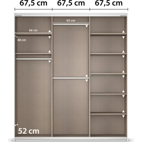 rauch Schuifdeurkast Kledingkast kast garderobe AGORDO met decor- of hoogglansfront doordachte binnenuitrusting, in 4 breedtes en 2 hoogtes made in germany afbeelding2 - 1