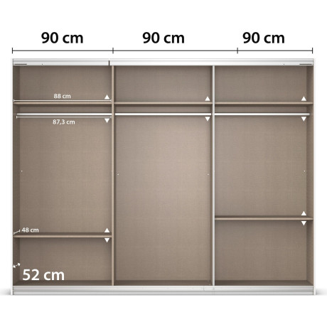 rauch Schuifdeurkast Kledingkast Kast Garderobe AGORDO met Glasfront doordachte binnenuitrusting, in 4 breedtes en 2 hoogtes made in germany afbeelding2 - 1