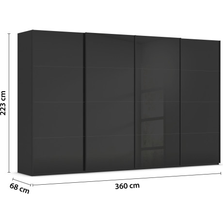 rauch Schuifdeurkast Kledingkast Kast Garderobe Slaapkamerkast SCALE-FYRA edel vierdelige deuren met glas-front veel kleuren made in germany afbeelding2 - 1