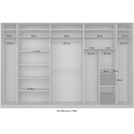 rauch Schuifdeurkast Kledingkast Kast Garderobe CORTONA inclusief indeling, 2 stoffen dozen en extra planken afbeelding2 - 1