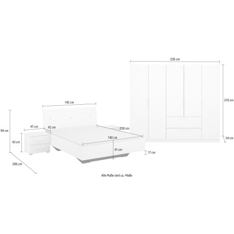 INOSIGN Slaapkamerserie CHALLENGER Kast 2 breedtes, bed 3 breedtes, 2 nachttafels MADE IN GERMANY afbeelding2 - 1