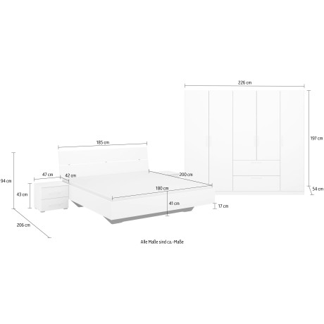 INOSIGN Slaapkamerserie CHALLENGER Kast 2 breedtes, bed 3 breedtes, 2 nachttafels MADE IN GERMANY afbeelding2 - 1