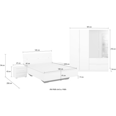 INOSIGN Slaapkamerserie CHALLENGER Kast 2 breedtes, bed 3 breedtes, 2 nachttafels MADE IN GERMANY afbeelding2 - 1