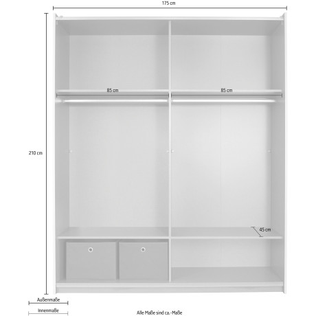 rauch Zweefdeurkast Kledingkast kast garderobe ASTANA met soepel lopende deuren inclusief 2 stoffen dozen en metalen grepen topseller made in germany afbeelding2 - 1
