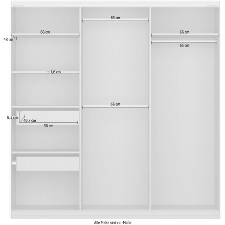 rauch Zweefdeurkast Koluna kast kledingkast bestseller inclusief 2 binnenladen en extra legplanken made in germany afbeelding2 - 1