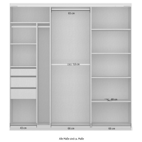 rauch Zweefdeurkast Oteli met spiegel in het midden en passe-partout, optioneel met verlichting afbeelding2 - 1