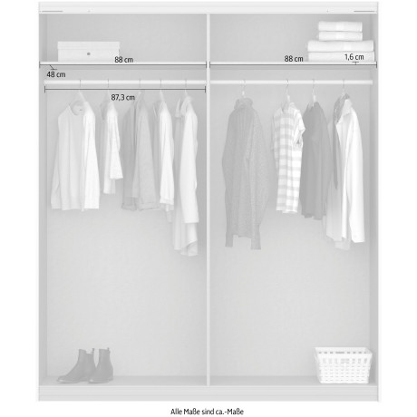 rauch Zweefdeurkast Kleiderschrank Schrank Garderobe TARRAGONA in 3 Breiten, in 3 breedten, spiegelmiddendeuren met frame in contrastkleur afbeelding2 - 1