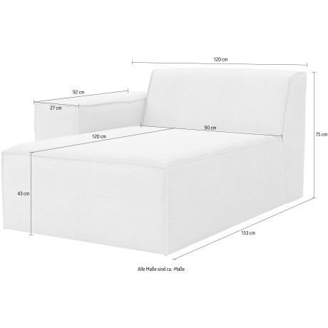 RAUM.ID Chaise-longue NORVID modulair, naar keuze met kern van koudschuim, comfortschuim of pocketveren afbeelding2 - 1