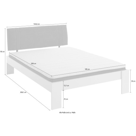 Relita Futonbed LIAN Ligoppervlak 140 x 200 cm, met gestoffeerd hoofdeinde, vrij plaatsbaar afbeelding2 - 1