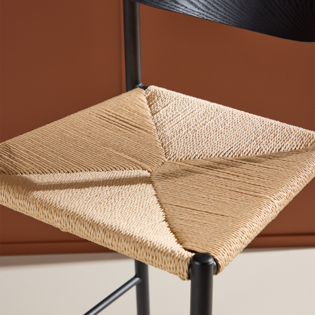 Rian barkruk met rotan zitting zwart - 67 cm afbeelding2 - 1