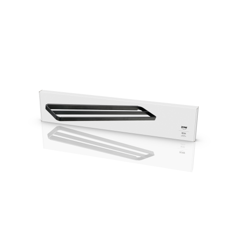 Rim dubbele handdoekrek metaal zwart - 70 x 2.5 cm afbeelding2 - 1
