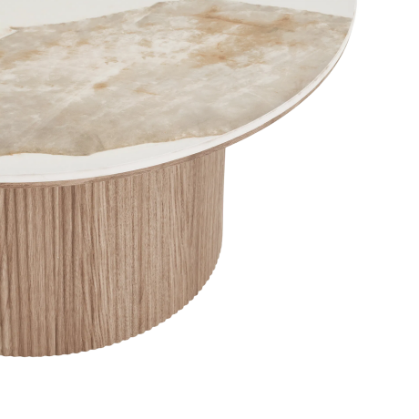 Ronda houten salontafel met keramiek blad bruin - Ø 80 x 40 cm afbeelding2 - 1