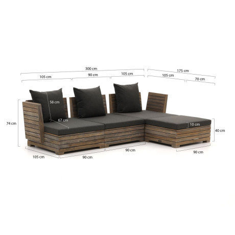 ROUGH-B chaise longue loungeset 4-delig - Laagste prijsgarantie! afbeelding2 - 1