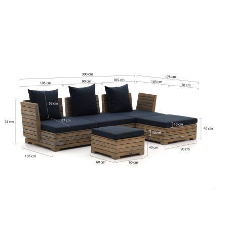 ROUGH-B chaise longue loungeset 5-delig - Laagste prijsgarantie! afbeelding2 - 1